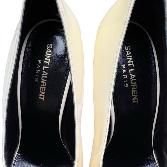SAINT LAURENT Teddy High Vamp Patent Leather Pumps size EU 39.5 US 9.5 Coquille - Picture 8 of 14